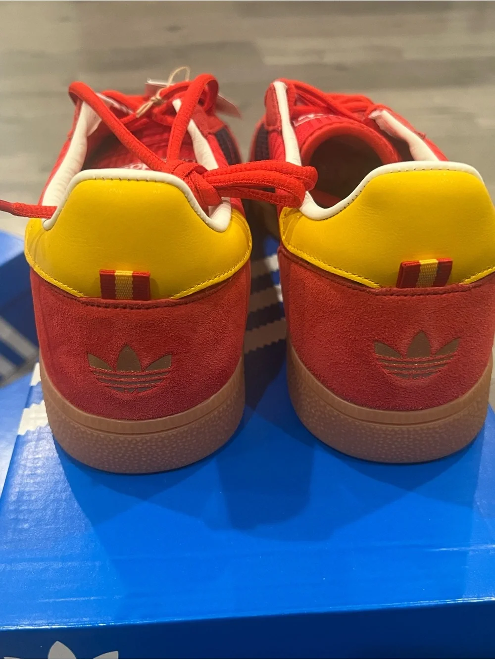 adidas Spezial Men’s Red Sneakers with Blue Stripes Spain World Cup edition